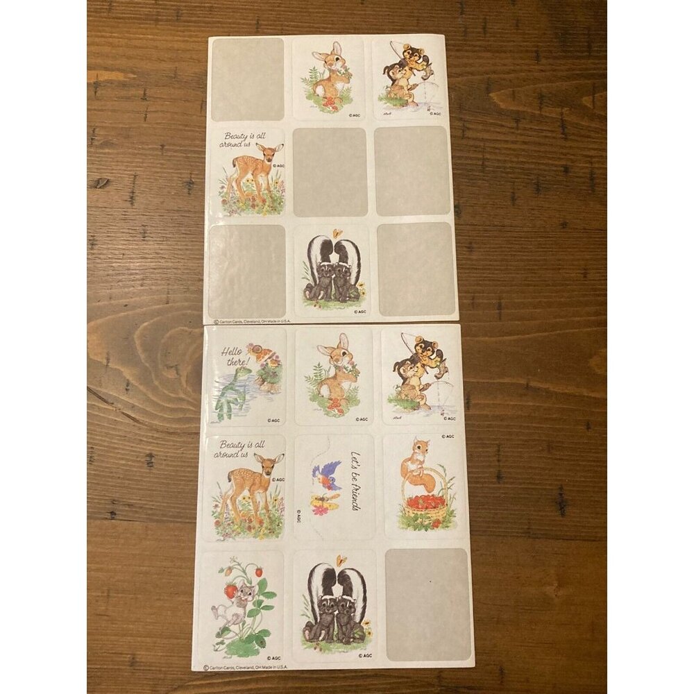 Vtg American Greetings Positive Thoughts Animals Sticker Sheets Incomplete